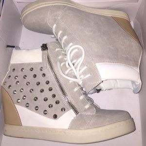 Trendy Bakers Studded Sneaker Wedges