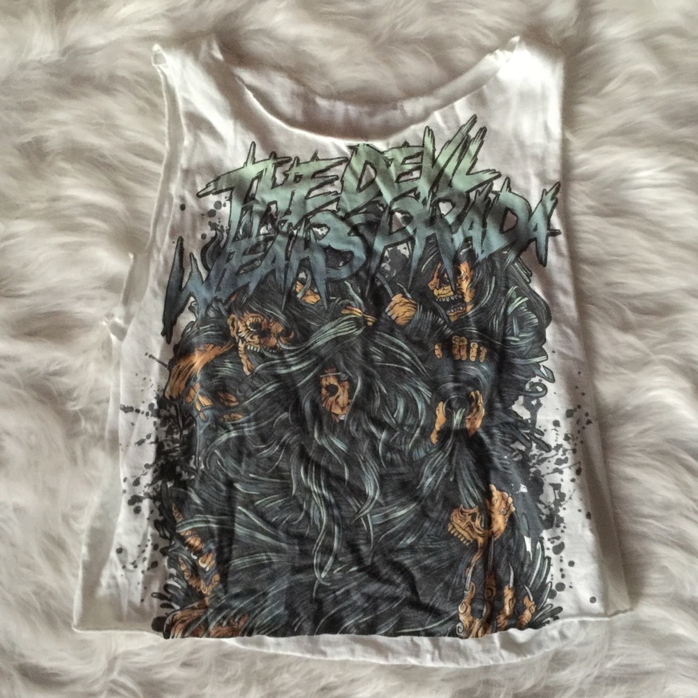 The devil wears Prada band cropped rocker tee tank