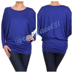 Royal Blue Long Sleeved Dolman Top