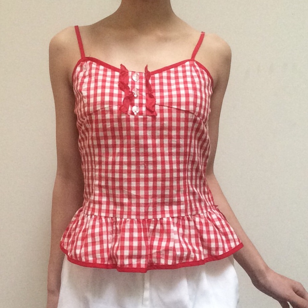SOLD red gingham country babe camisole top 🍒✨