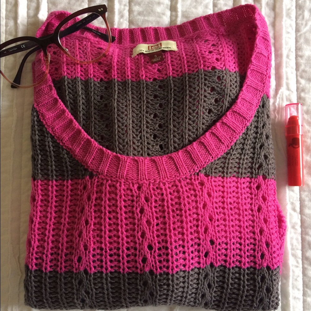 Hot Pink and Grey Sweater