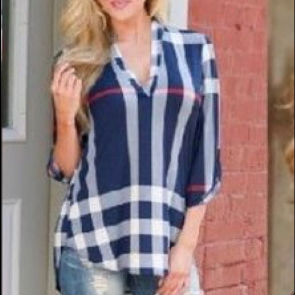 Plaid tunic blouse