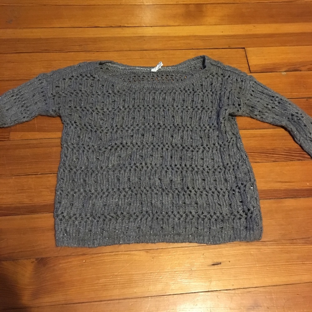 Gray open knit sweater