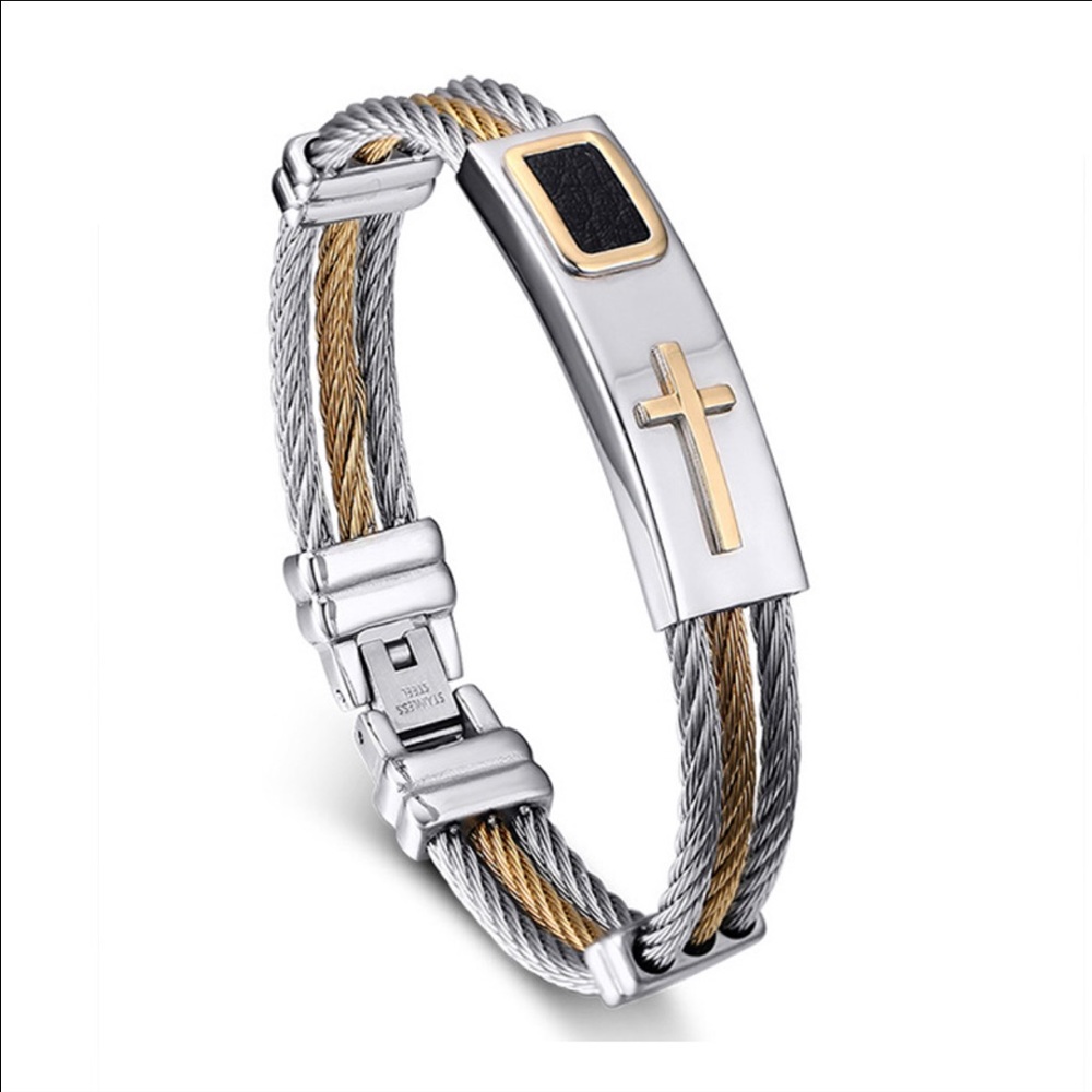Premium Gold Stainless Steel Cross Bracelet