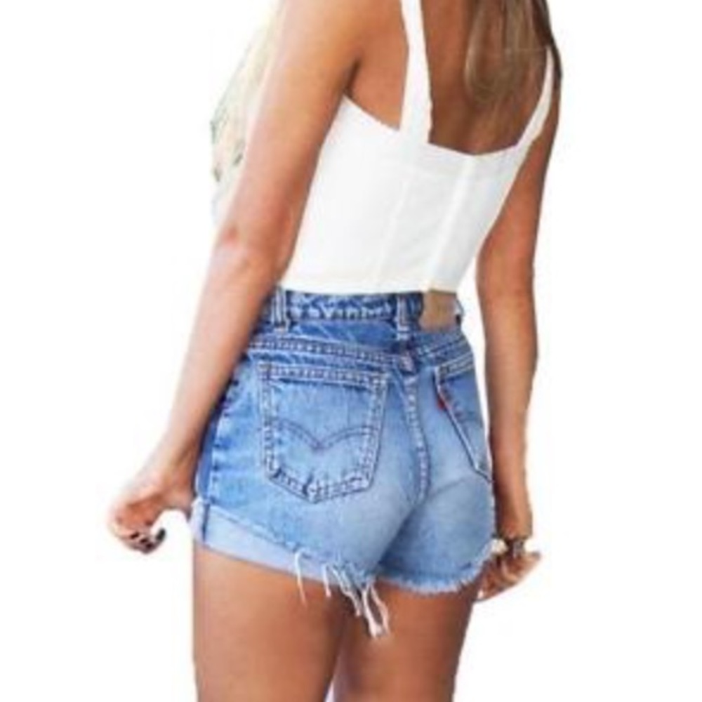 High waisted denim shorts