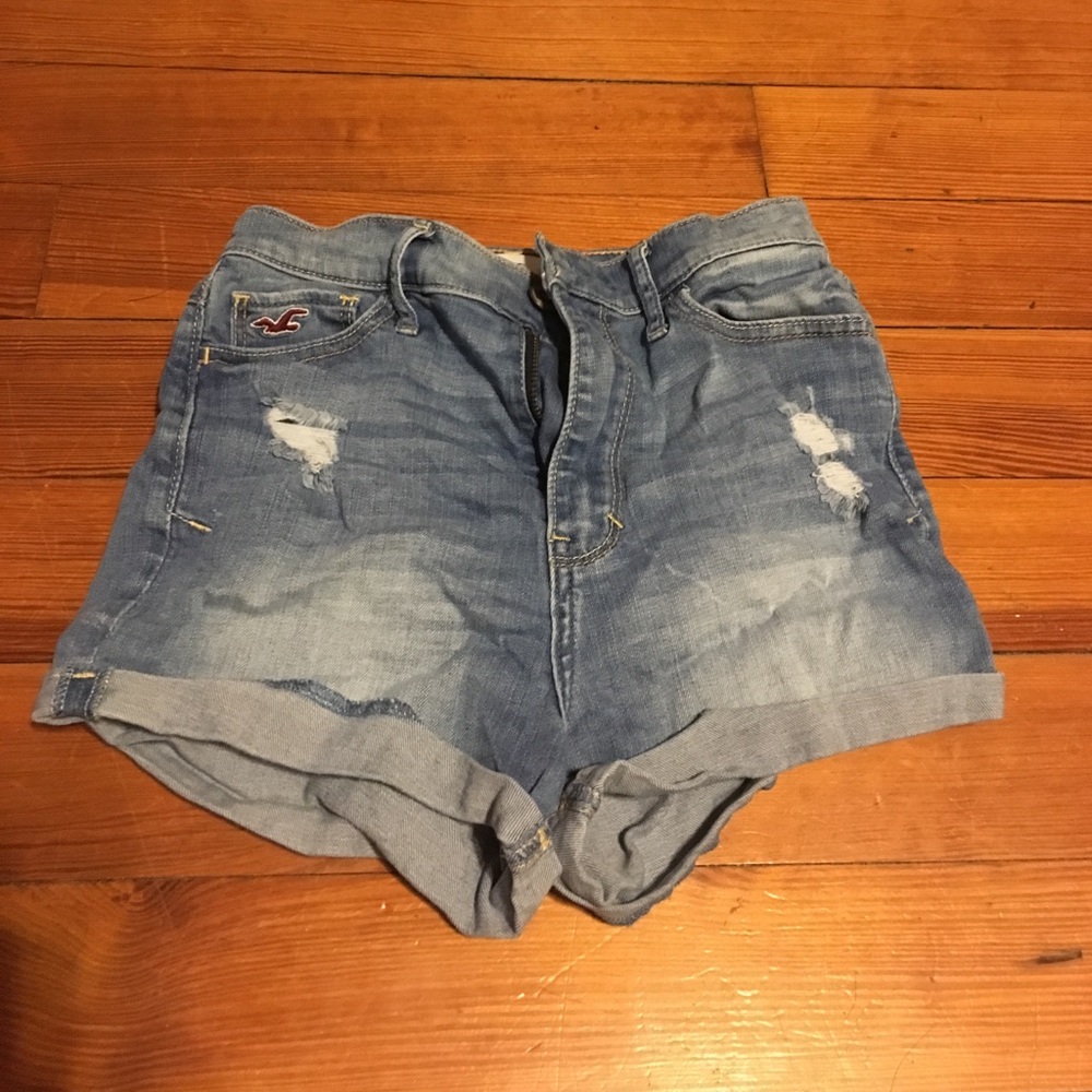 Hollister destroyed high wasted denim shorts