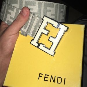 Grey fendi belt