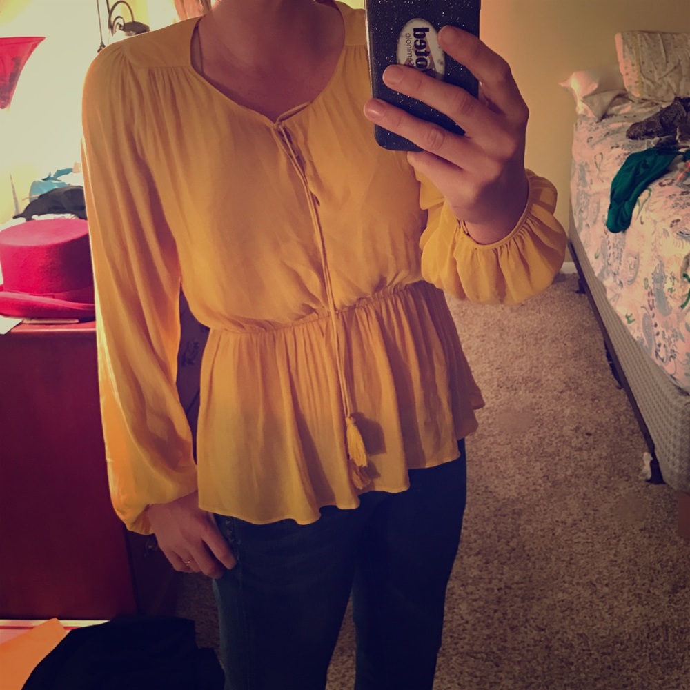 Mustard boho style blouse