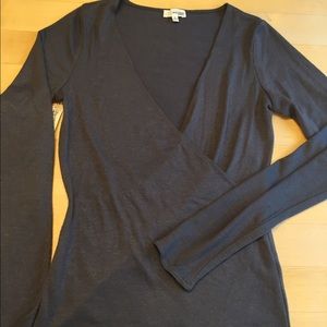 Aritzia- Sharipova Wrap Shirt (Grey/Chalet, M)