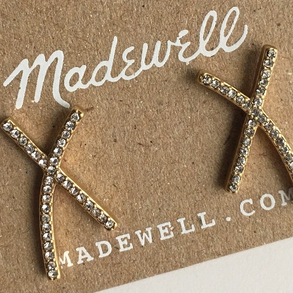 ⭐️ LAST ONE ⭐️ Madewell X-Shaped Pavé Earrings - Picture 2 of 6