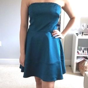 NWT Express blue satin fit and flare dress Size 8