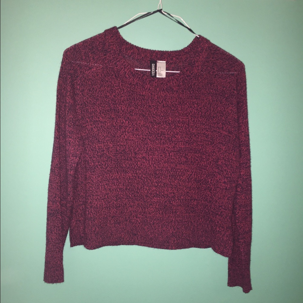 cropped red and black sweater