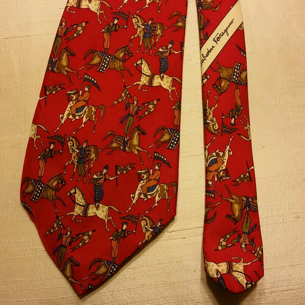 Salvatore Ferragamo red silk tie