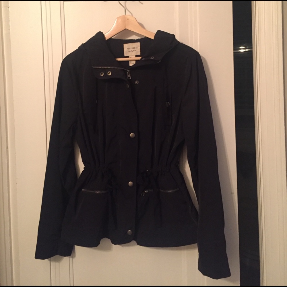 Navy blue rain jacket