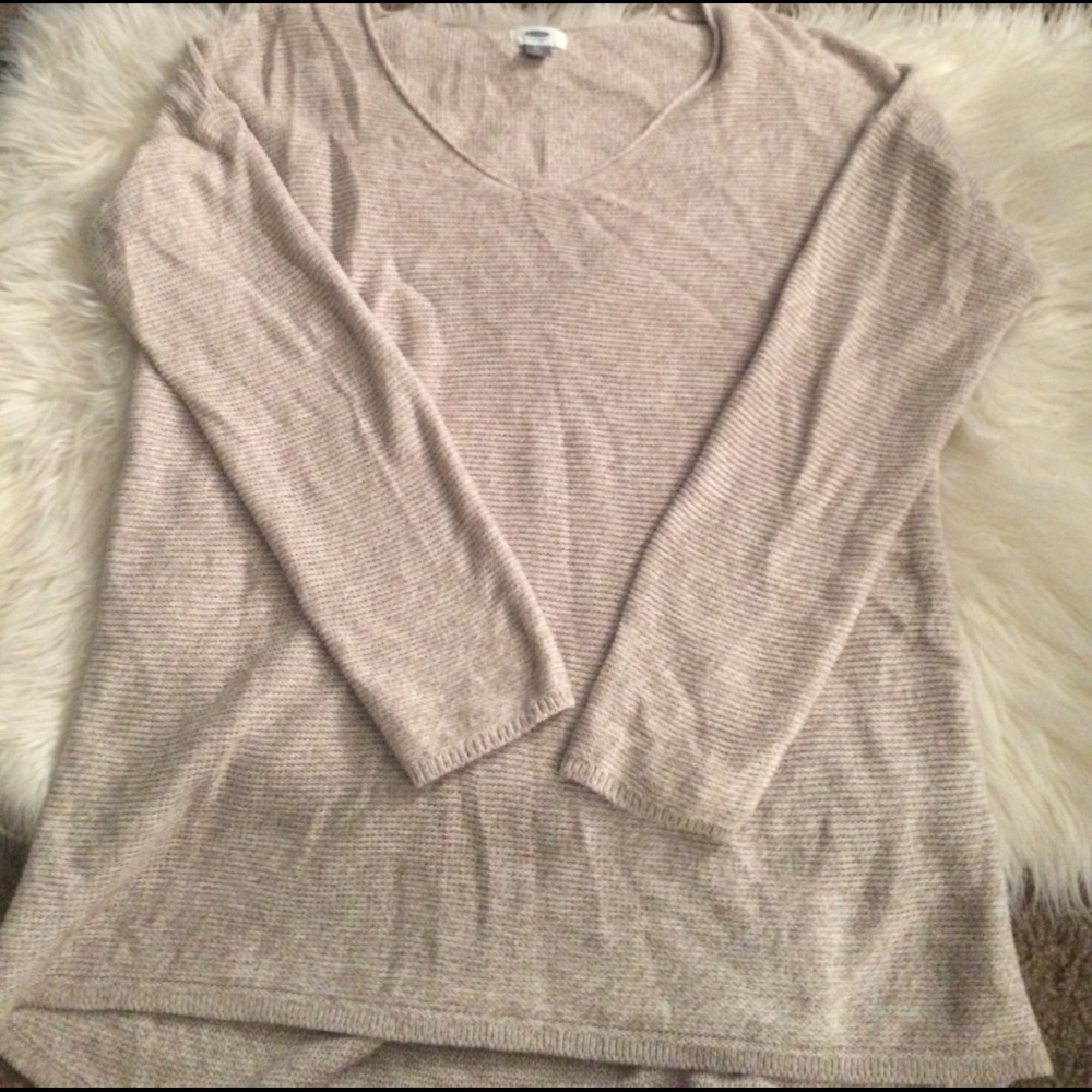 White and tan marble sweater.