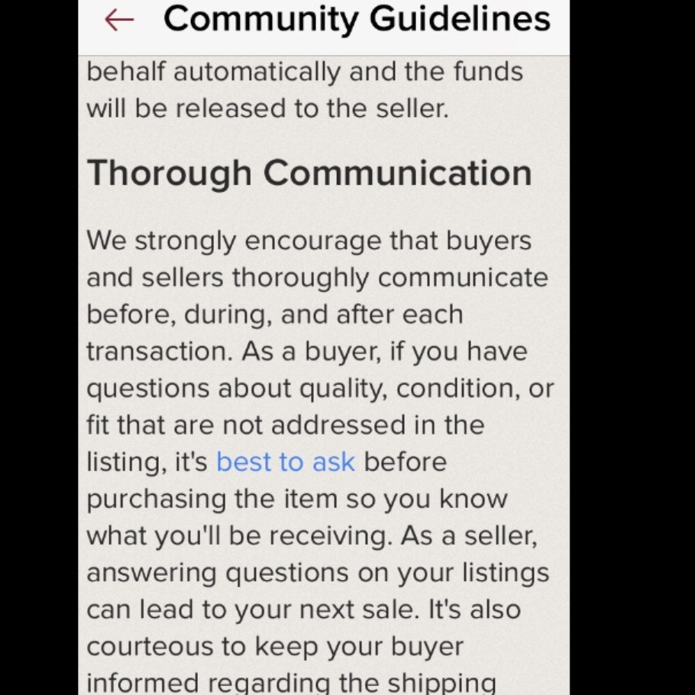 Asking questions about an item before purchasing