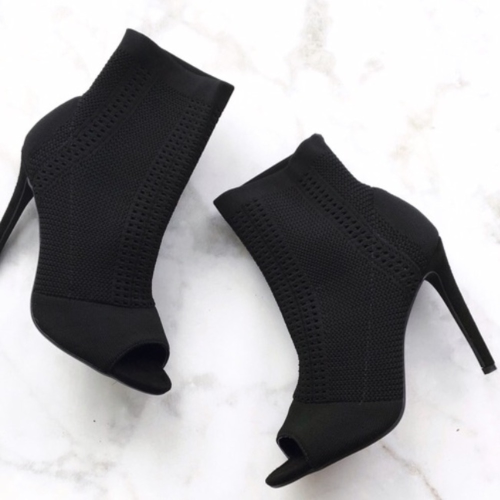 Peep toe sock booties