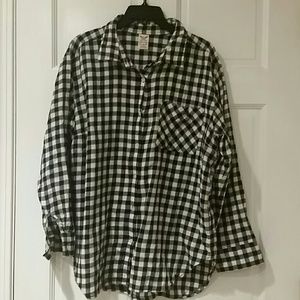 Black & White Checkered Button Up Tunic