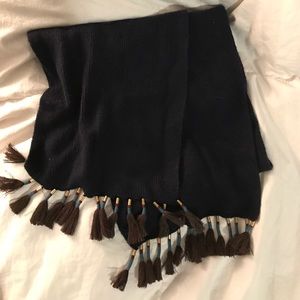 JCREW Sweater Navy Scarf with colored tassels