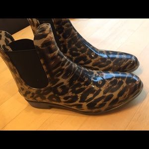J Crew Leopard Chelsea Rain Booties- size 8
