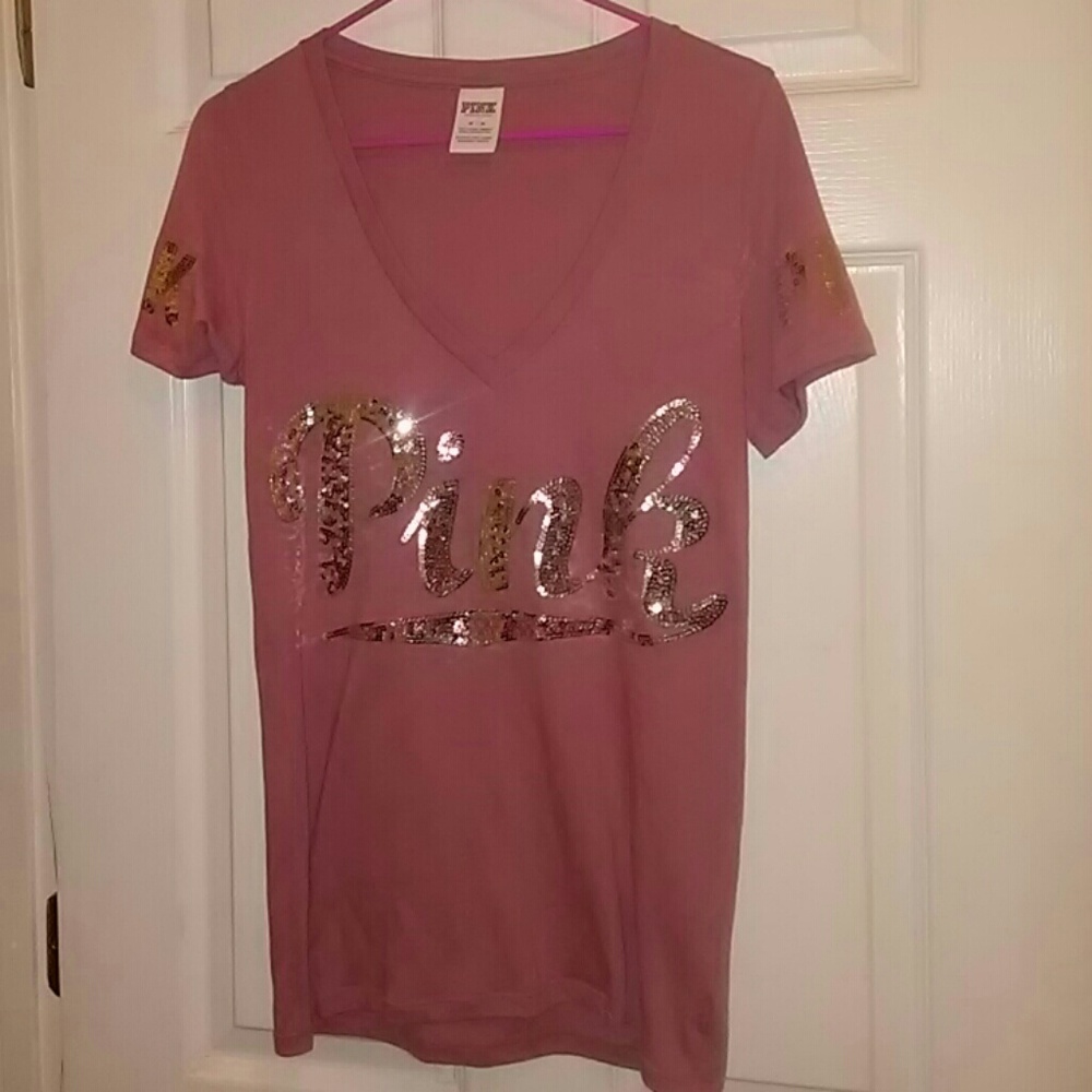 Victoria Secret Pink. Bling T-shirt Begonia Medium