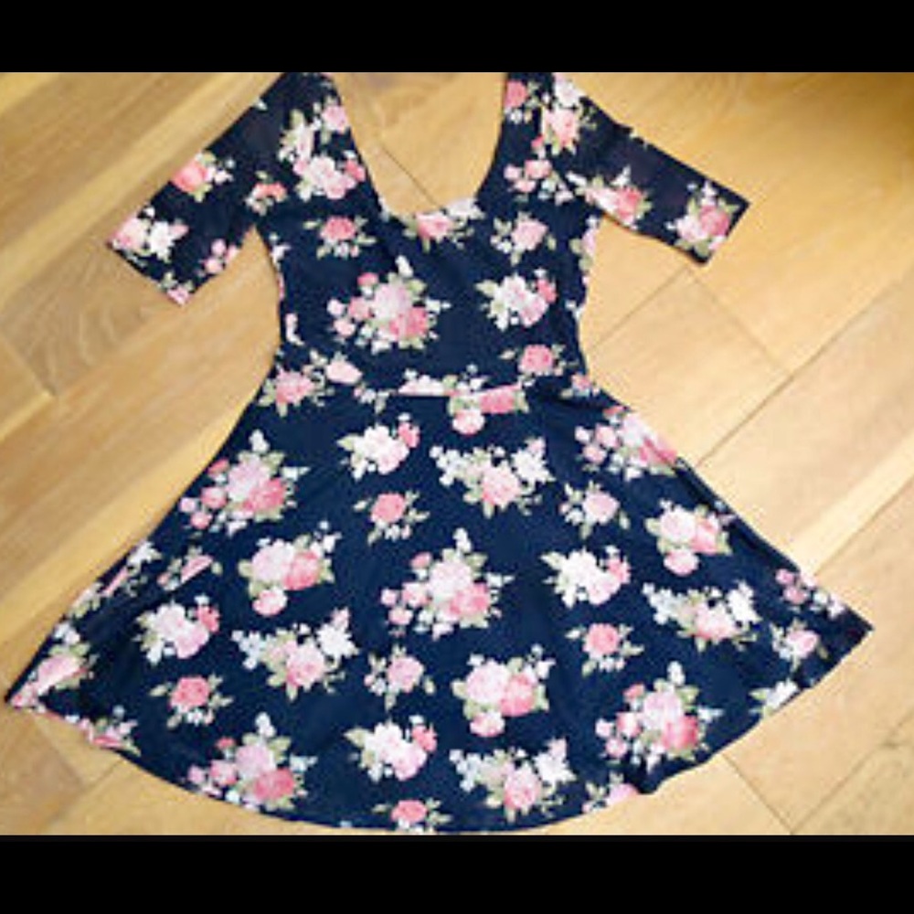 Abercrombie Girls Navy Blue Floral Skirt Dress