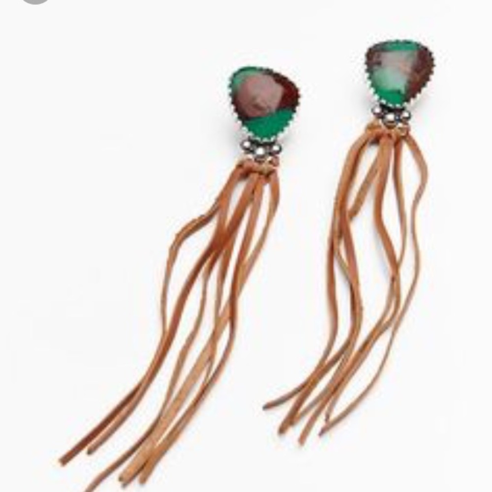 Free People stone leather dangle earrings
