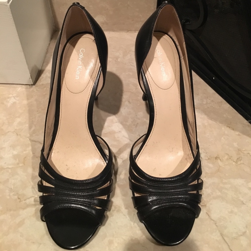 Calvin Klein black leather heels
