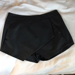 Asymmetric Leather Envelope Skirt