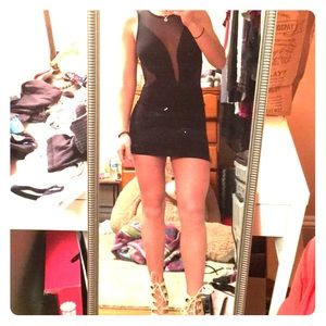 Little black dress with mesh