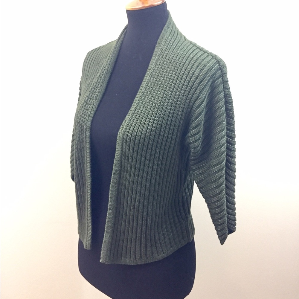 Army Green Open Front Sweater