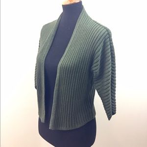 Army Green Open Front Sweater