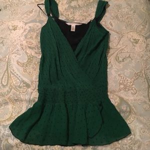 Diane Von Furstenberg green and black silk blouse