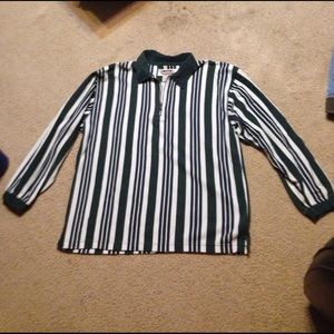 Long sleeve cream, navy blue and green shirt Sz L