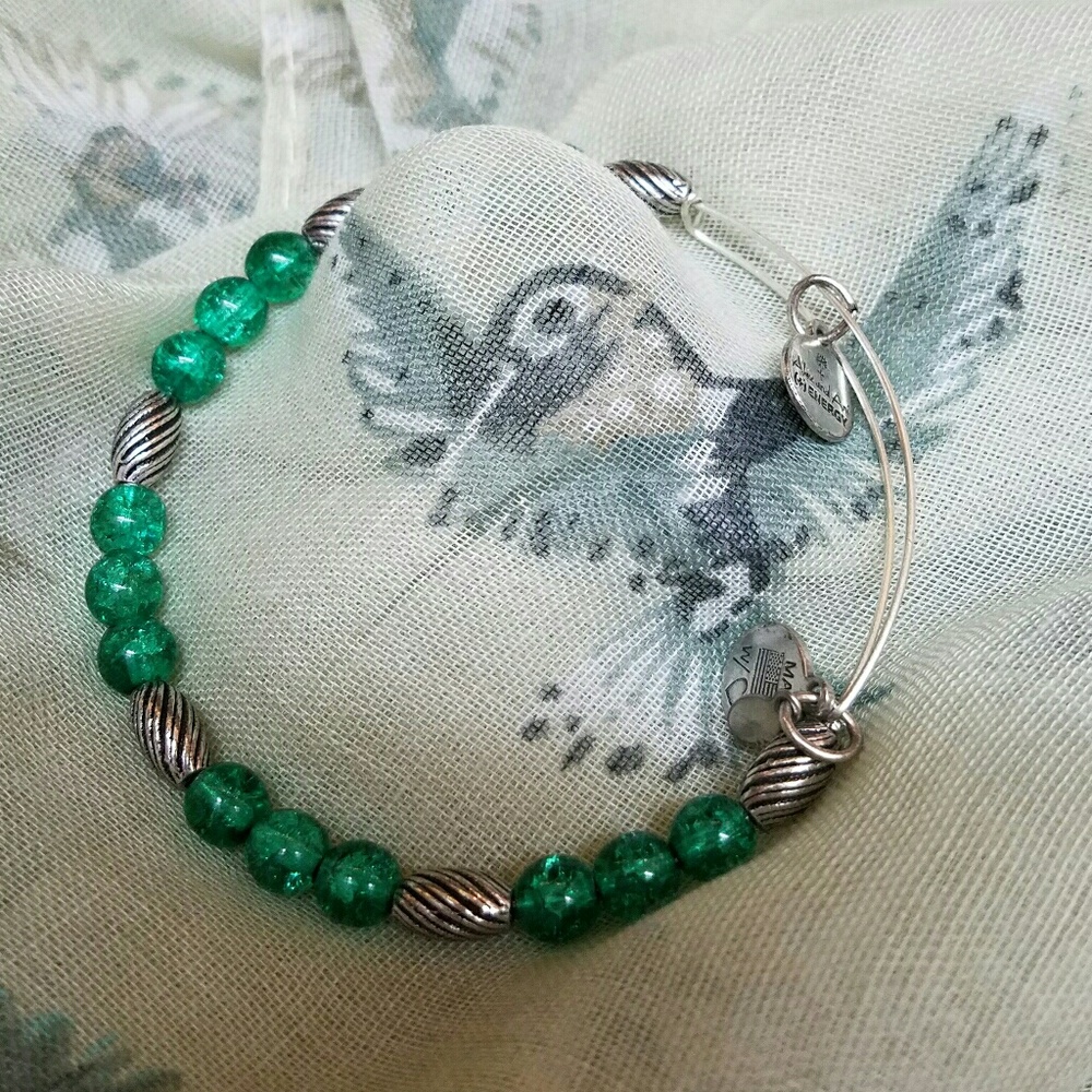 Green and Silver Watercolor Bracelet