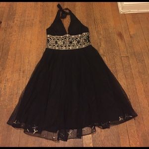 Black halter formal dress