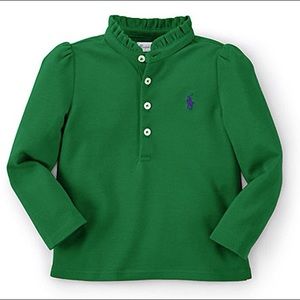 Ralph Lauren Baby Girl Ruffled Long-Sleeved Polo