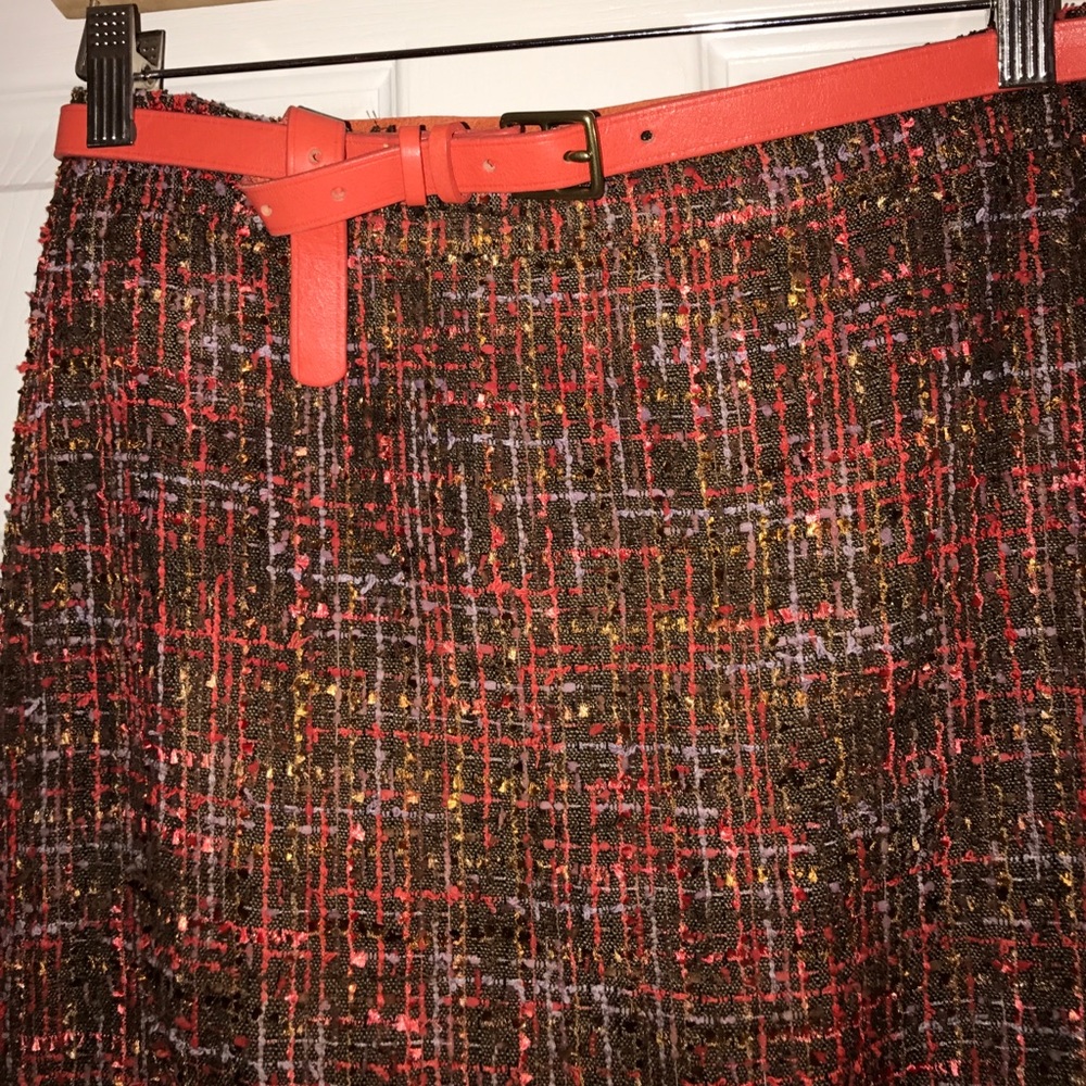 J. Crew Tweed Pencil Skirt With Matching Belt - Picture 4 of 5