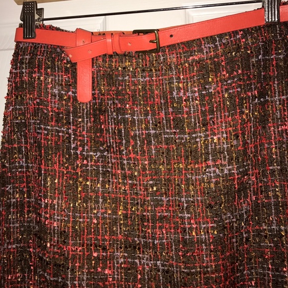 J. Crew Tweed Pencil Skirt With Matching Belt - Picture 4 of 5