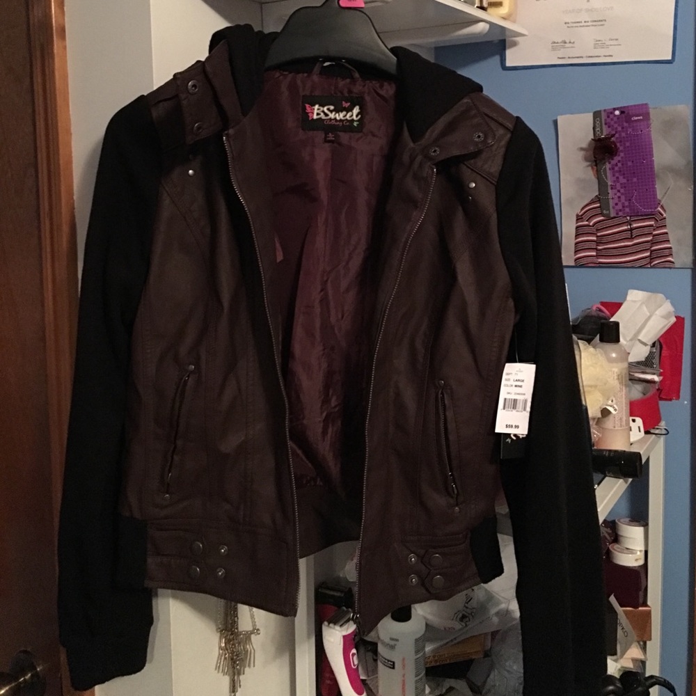 Brand new leather wine jacket sz L