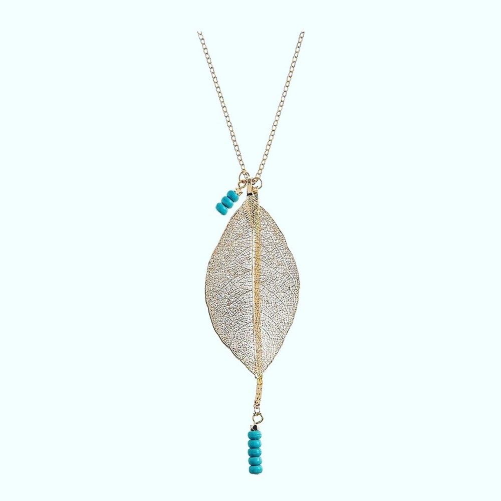 ❌SOLD❌Mesh Leaf Necklace with Earrings