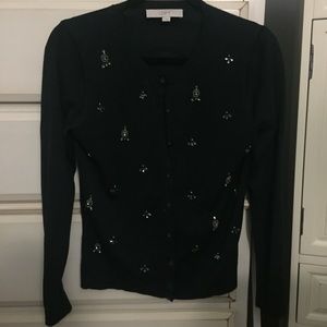 Loft Black cardigan with jeweled embellishments