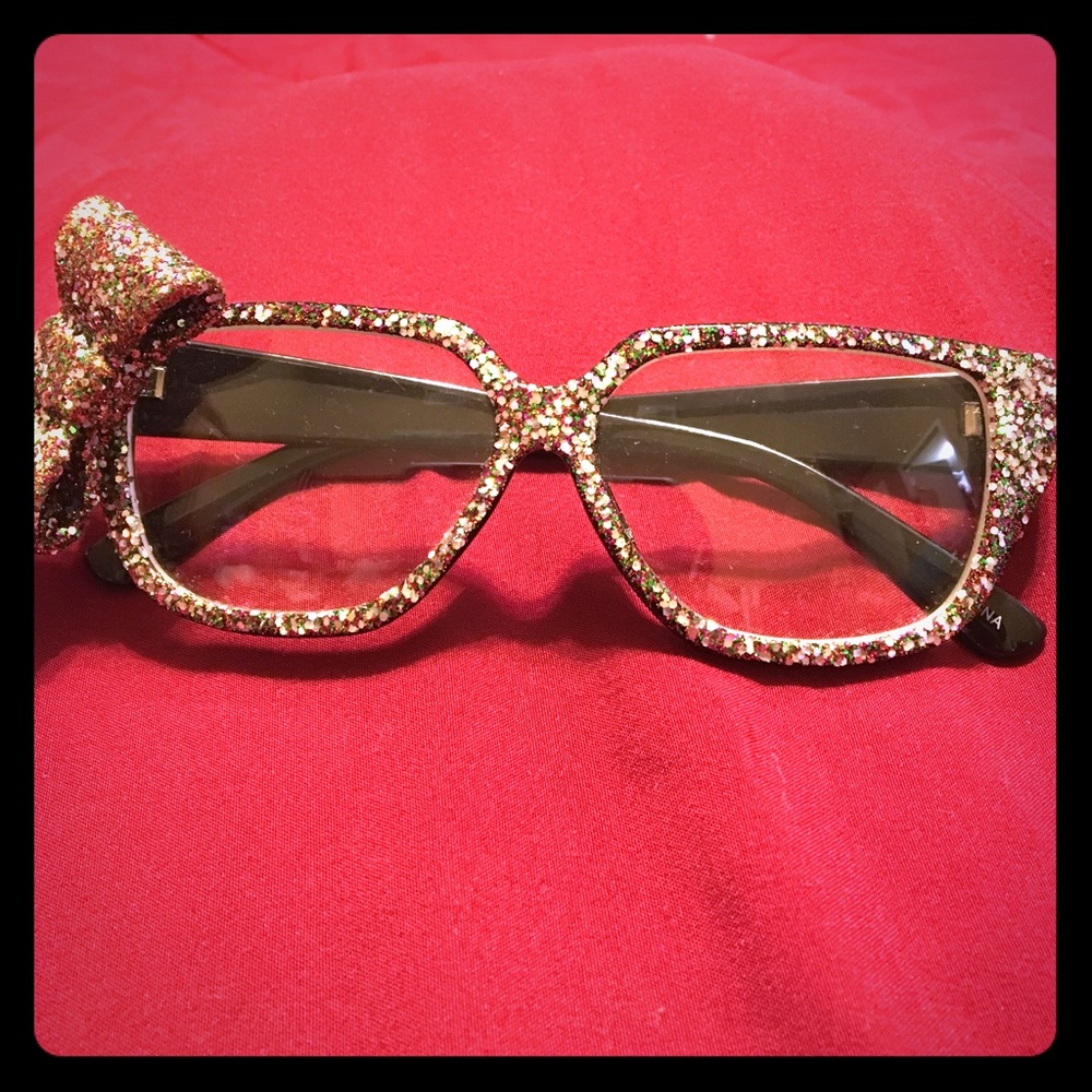 Rainbow sparkly non prescription glasses with  bow