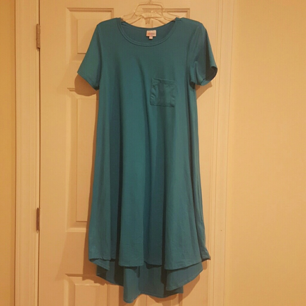 LulaRoe teal colored Carly dress