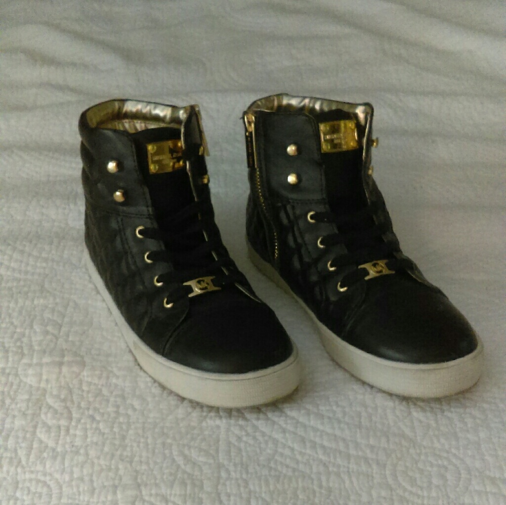 Michael Kors high top sneakers, black and gold!