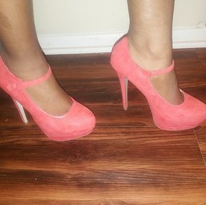 Peach Mary Jane Style Pumps