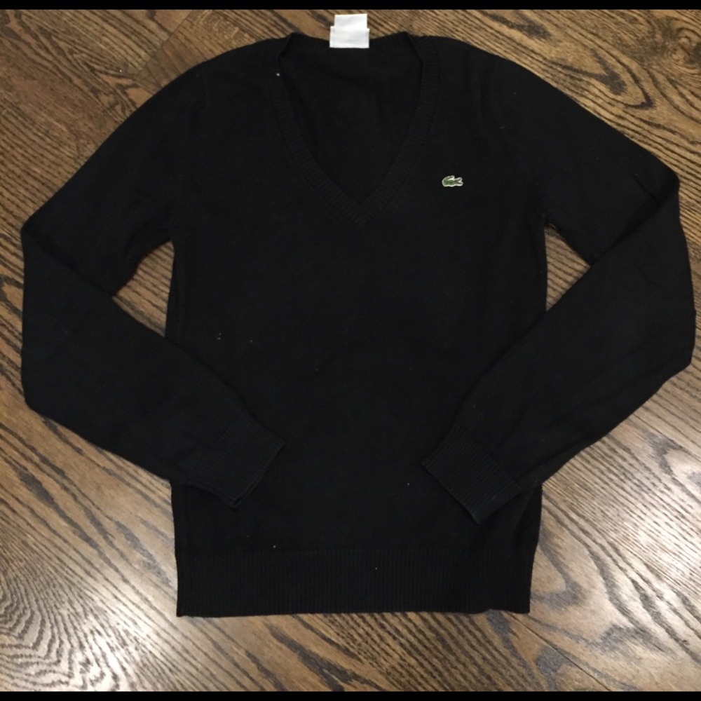 Black V-neck lacoste sweater
