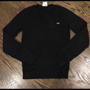 Black V-neck lacoste sweater