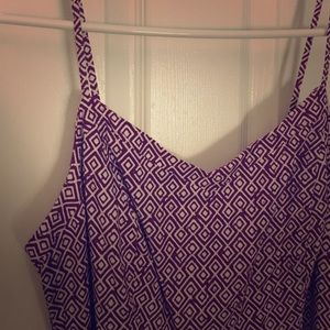 Plum and white pattern spaghetti strap dress