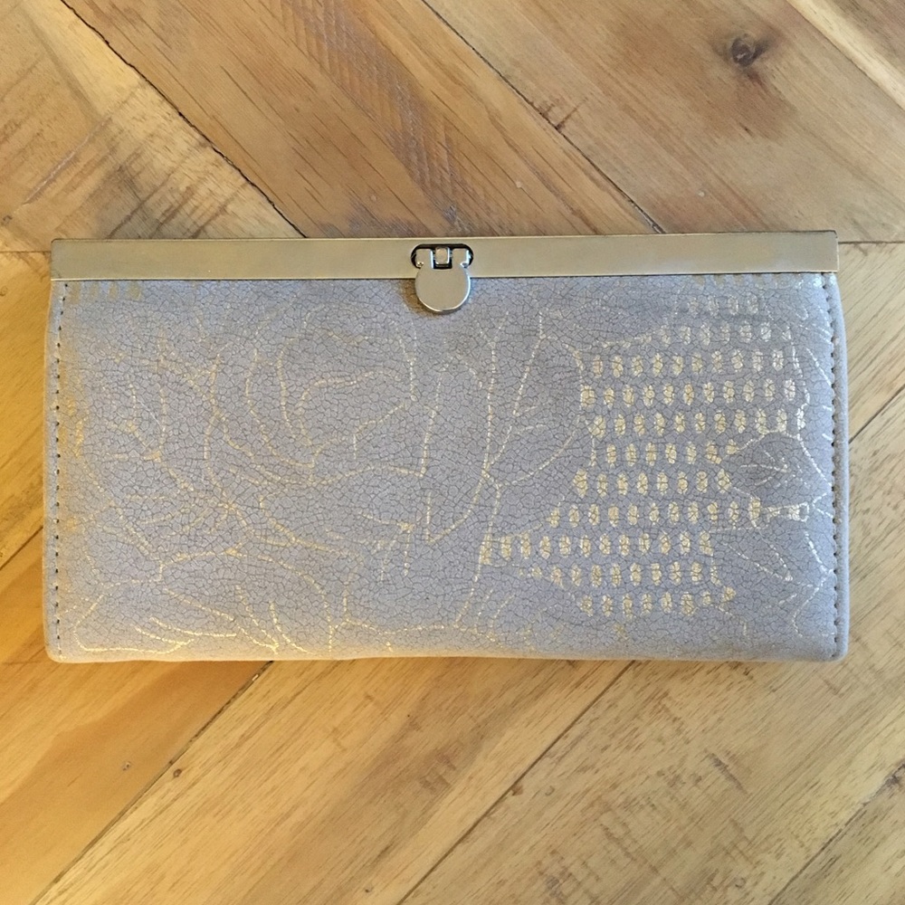 Champagne color Clutch with gold detail